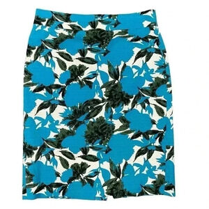 J.Crew Kelly Green Teal Floral Skirt Women’s 6P  Petite Workwear Corp Core Offie